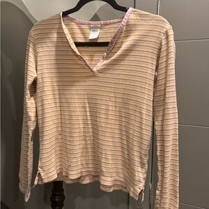 Old Navy Pink and Cream Striped Blouse